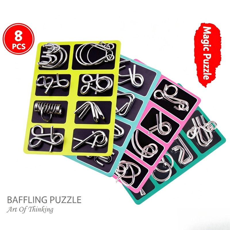 8 Buah Set Puzzle Logam Klasik - Board Game Ideas ulasan dan harga